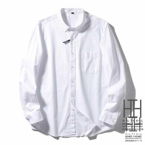 4XL 8701ホワイト シャツ メンズ 長袖 ビジネス オックスフォードシャツ ボタンダウンシャツ メンズシャツ