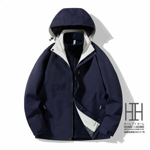 3XL Mネイビー マウンテンパーカー メンズ レディース 3way フード脱着可 登山服 防風 ボアライナー付き 取り外し可 フリース 撥水