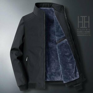 XL ブラック（裏ネイビーボア） 中綿ジャケット メンズ 中綿コート メンズ アウター 冬 立ち襟 シンプル 大きいサイズ 冬服 厚手
