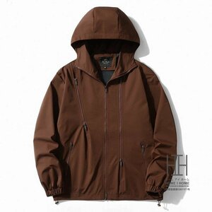 XL ブラウン マウンテンパーカー メンズ フード付き 登山服 防風 ウインドブレーカー ウィンドブレーカー 防風ジャケット おしゃれ