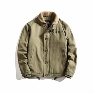 4XL グリーン 中綿ジャケット ミリタリージャケット メンズ 裏ボア 暖かい 冬物 作業服 防寒