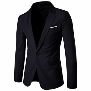 ブラック色 4XLサイズ テーラードジャケット メンズ 秋 1ボタン レギュラー 紳士服 ビジネス スーツ フォーマル 披露宴 新作 カジュアル