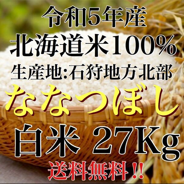 令和5年度産北海道米100%ななつぼし白米27Kg 