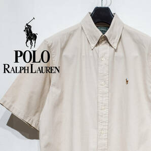 M / 80s 90s POLO COUNTRY RALPH LAUREN ヴィンテージ ポロカントリー ラルフローレン 半袖 コットン BDシャツ ベージュ アメカジ 古着 