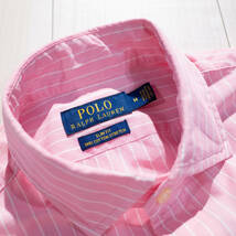 M / POLO RALPH LAUREN ポロラルフローレン セミワイドカラー シャツ スリムフィット コットン ストレッチ ストライプ ピンク トラッド_画像5