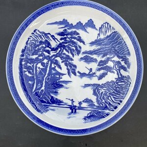 一円スタート！　G0515⑥ 中国風景絵皿 盛皿 大皿(陶器)　和食器　絵皿　直径約３２㎝　オードブルにも