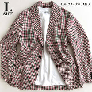 [ ultimate beautiful goods L size ] Tomorrowland linen tailored jacket check spring summer men's TOMORROWLAND