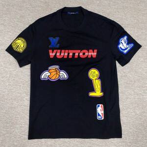 美品 ルイヴィトン NBA マルチロゴ Tシャツ メンズ L ブラック イタリア製