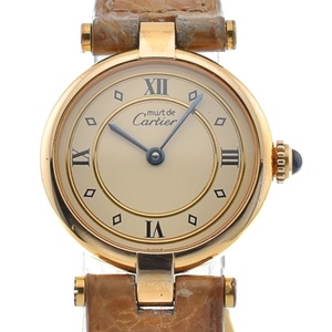  Cartier CARTIER 590004 Must Vendome verumeiyuSV925(GP)/ leather quartz lady's E#130960