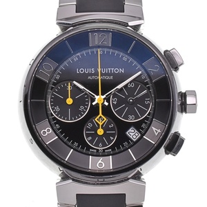  Louis * Vuitton LOUIS VUITTON Q112J язык b- Louis n черный хронограф Date самозаводящиеся часы мужской хорошая вещь коробка * с гарантией .E#130833