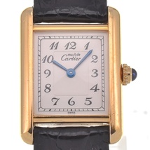 カルティエ CARTIER W1002954 マストタンク ヴェルメイユ SV925(GP)/レザー クォーツ レディース 美品 内箱・保証書付き H#131395_画像1