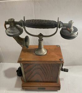 [ Taisho that time thing ] Japan electric corporation made Derbi ru magnet type desk telephone machine hand turning 1920 period Taisho romance antique Vintage telephone desk telephone machine 