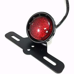 少残 ビンテージ LED テール ランプ ライト ナンバー灯 ステー 付き レッド レンズ バイク ドレスアップ カスタム パーツ 汎用