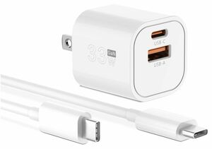 33W PD 急速充電器 2ポート タイプC USB-A&USB-C (Android/iOS)対応 (ホワイト)