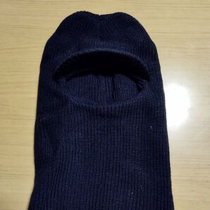 ツバつきスキーマスク 防寒 目出し帽 紺色 ネイビー ニット帽 フリーサイズ