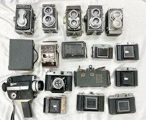 二眼カメラ 蛇腹カメラ RICOFLEX PRIMOFLEX ELOMOFLEX アンティーク 約11.8kg まとめて 大量 ジャンク 昭和レトロ 中古 コレクション品