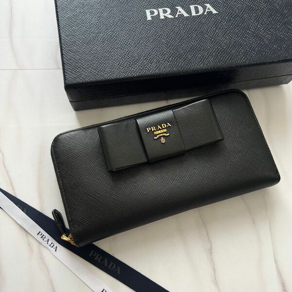 374 極上美品 PRADA プラダ 長財布 ラウンドファスナー