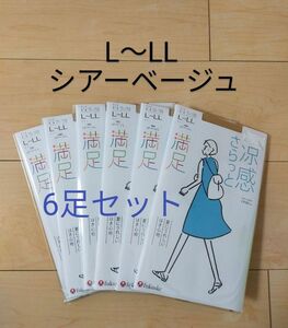 ふくすけ フクスケ 満足ストッキング パンスト L-LL シアーベージュ 涼感 6足セット