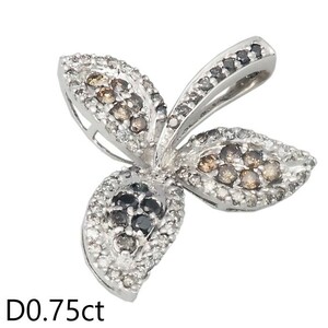 音羽屋■ ダイヤモンド/0.75ct K18WG ホワイトゴールド デザイン ヘッド ペンダントトップ 仕上済【中古】