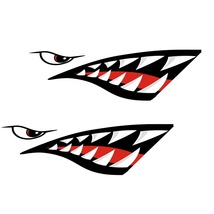2個セット　防水　サメ歯口ステッカー　カヤック　ボート　車　トラック　デカール　バイク　シール　カスタマイズ　アレンジ　A1792_画像2