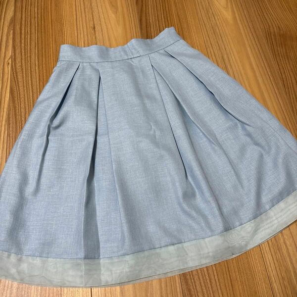 スカート　膝丈スカート　Rew de Rew 34サイズ　日本製　可愛い　ブルー　水色　かわいい　フレアースカート ひざ丈