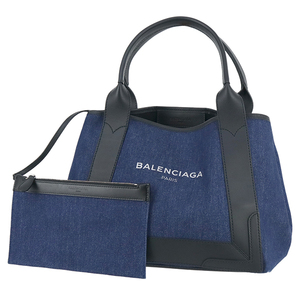 バレンシアガ BALENCIAGA トートバッグ ネイビー スモール カバス デニム ブルー ブラック 1146