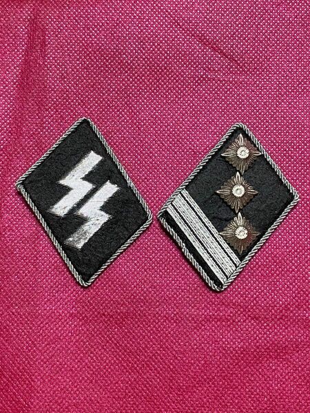 階級章 WW2 ドイツ軍　SS 親衛隊　大尉　襟章　レプリカ