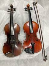 【06】2挺まとめ MASAKICHI SUZUKI NO.34 / SUZUKI Violin Copy of Antonius Stradivarus 1720 Anno 1955 NO8 バイオリン 弦楽器_画像1