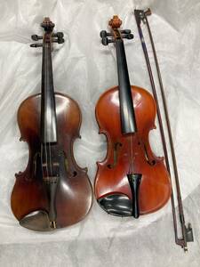 【06】2挺まとめ MASAKICHI SUZUKI NO.34 / SUZUKI Violin Copy of Antonius Stradivarus 1720 Anno 1955 NO8 バイオリン 弦楽器