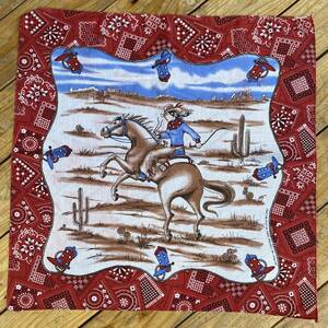  free shipping Vintage bandana kau Boy Rodeo Western red total pattern American Casual America stock miscellaneous goods handkerchie Vintage A1231