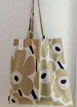 marimekko マリメッコ トートバッグ エコバッグ ベージュ花_画像1