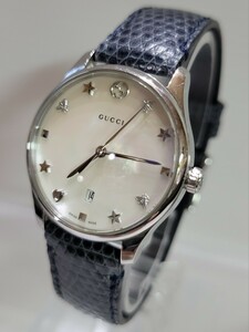 * внешний вид прекрасный товар *GUCCI Gucci G время отсутствует 126.5 ракушка циферблат белый женские наручные часы 