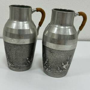 #11526 南錫 錫半 酒器 徳利 とっくり 高さ約10cm 2個セット 日本酒