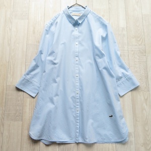  crocodile Crocodile* lady's * cotton 100% cotton do Be stripe 7 minute sleeve shirt tunic L