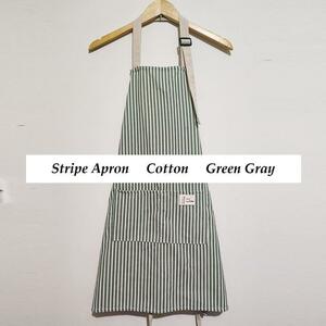  stylish apron neck .. apron pocket cotton stripe green 