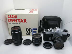 ASAHI PENTAX SPOTMATIC SPF フイルムカメラ S-M-C TAKUMAR 1:3.5/28 1:3.5/135 1:1.8/55 【ANO002】 