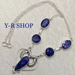  natural stone * sapphire. antique style equipment ornament necklace * lady's pendant silver 925 stamp color stone ethnic Asian miscellaneous goods Y-RSHOP