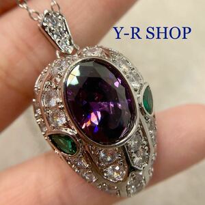  amethyst . emerald. Sune -k head pendant * lady's necklace silver accessory color stone gorgeous new goods gem Y-RSHOP