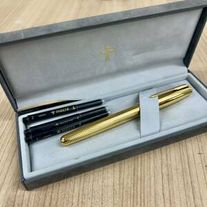 [1 jpy ~] beautiful goods PARKER Parker fountain pen pen .18K 750 stamp case equipped writing implements stationery tube :0515