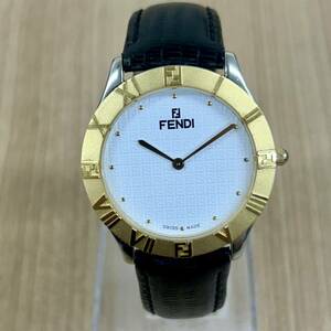 [1 иен ~] Fendi FENDI 2000G кварц мужские наручные часы белый циферблат раунд лицо Rome n оправа оригинальный пряжка Junk труба :0515