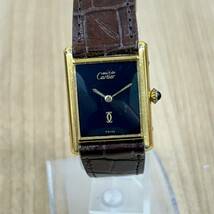 Cartier マストタンク メンズ 腕時計 手巻き SV925 刻印 アナログ 2針 カルティエ ブラック文字盤 アンティーク 稼働品 管:0515_画像1
