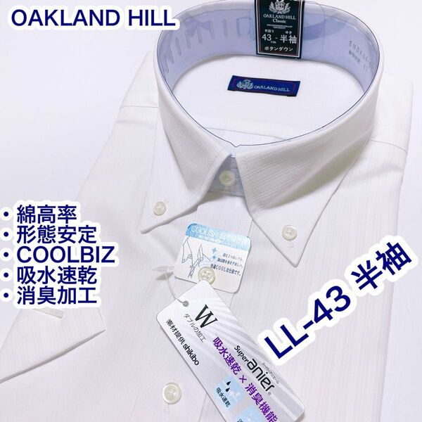 OAKLAND… 綿高率　形態安定　半袖ワイシャツ　LL-43 COOLBIZ