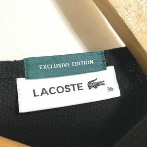 ●美品 LACOSTE × BEAMS 別注 ワニワッペン オーバーサイズ 鹿の子Ｔシャツ 日本製 ブラック 36の画像5