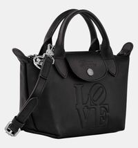 【新品】LONGCHAMP ロンシャン X ロバート・インディアナ XS トップハンドルバッグ　ブラック - レザー_画像2