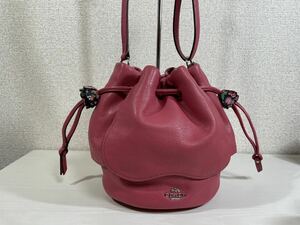 COACH コーチ 巾着 ショルダーバッグ 花びら レッド 赤