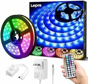 Lepro LEDテープライト 防水 RGB 5m 150連 SMD5050 DIY マルチカラー 間接照明 44キーリモコン 調