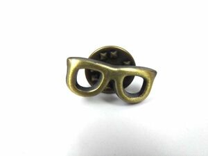 メガネ 眼鏡 ピンバッジ ピンズ ビンテージ風 ブロンズカラー