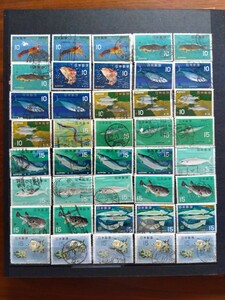 魚介シリーズ切手　使用済　40枚