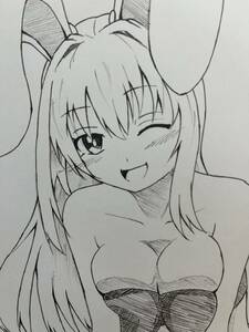 手描きイラスト　東方プロジェクト　東方　モノクロ　うどんげ　鈴仙・優曇華院・イナバ　イラスト　東方project 手描き