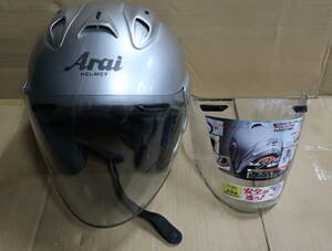 ARAI アライ SZ-Ram3　当時物純正シールド付き　シルバー/Lサイズ（59-60ｃｍ）アライジェットヘルメット中古 2010年製造